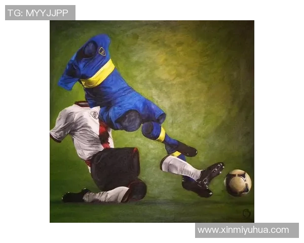 足球明星的油画艺术魅力展现与球场风采交融的视觉盛宴